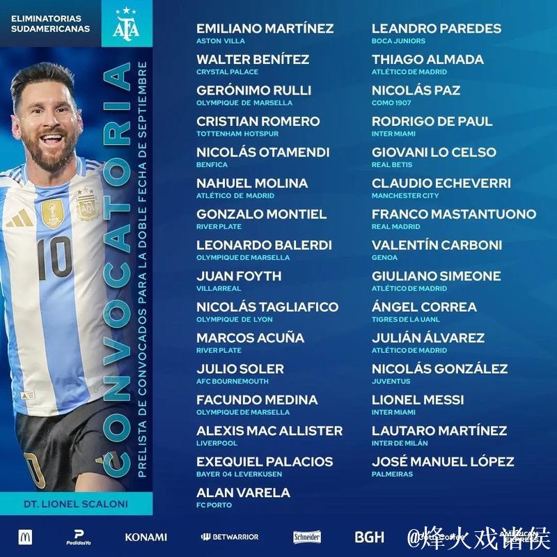 世预赛9月份回归！各主要国家队大名单一览